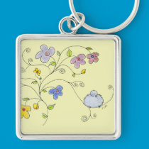 Sleeping Blue Bird keychains