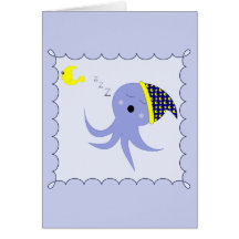 Sleeping Blue Octopus Card