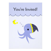 Sleeping Blue Octopus Invitations