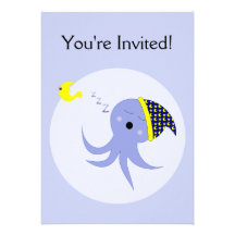 Sleeping Blue Octopus Invite