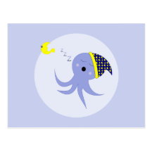 Sleeping Blue Octopus Post Card