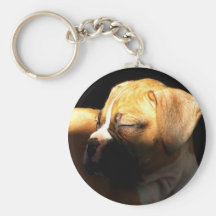 Sleeping boxer puppy keychain