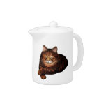 Sleeping Brown Tabby Cat Teapot