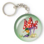 SLEEPING BUBBLE ELF & MUSHROOMS by SHARON SHARPE keychains