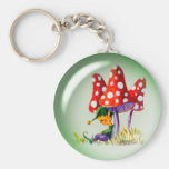 SLEEPING BUBBLE ELF & MUSHROOMS by SHARON SHARPE Keychains
