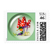 SLEEPING BUBBLE ELF & MUSHROOMS postage by sharonsharpe SLEEPING BUBBLE ELF & MUSHROOMS postage