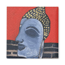 sleeping buddha Square Fridge Magnet by Kianmaartgallery sleeping buddha Square Fridge Magnet