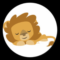 Sleeping Cartoon Lion round sticker