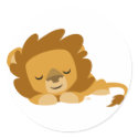 Sleeping Cartoon Lion round sticker by Lioness_Graphics Sleeping Cartoon Lion round sticker