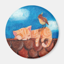 Sleeping Cat Magnet (round) magnets