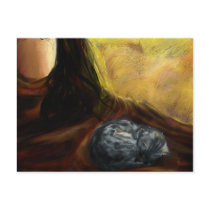 Sleeping Cat - postcard