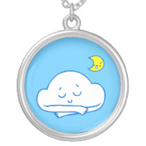 Sleeping Cloud Doodle Art Necklace