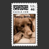 Sleeping Dog Happy Birthday Stamp stamps
