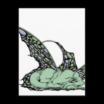 Sleeping Dragonette (Green) Postcard postcards