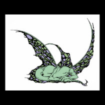 Sleeping Dragonette (Green) Print