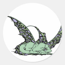 Sleeping Dragonette (Green) Stickers