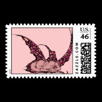 Sleeping Dragonette (Red) Postage Stamps stamps