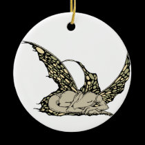 Sleeping Dragonette (Yellow) Ornaments ornaments
