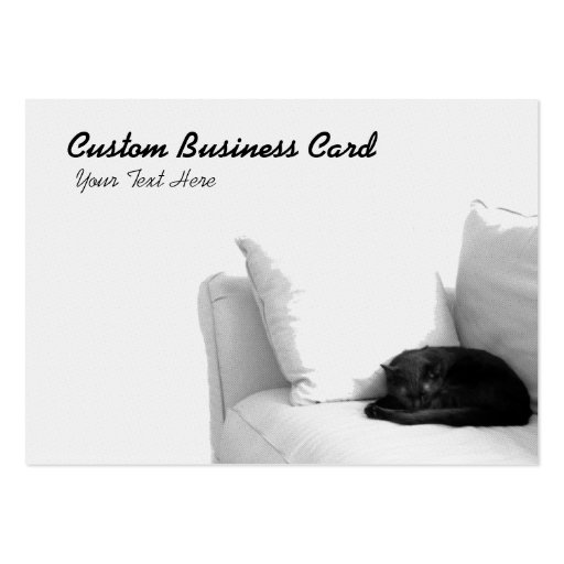 Sleeping Grey Cat on White Sofa Business Card