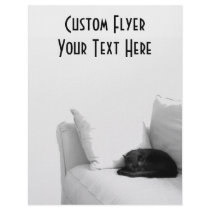 Sleeping Grey Cat on White Sofa Personalized Flyer