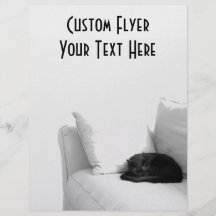 Sleeping Grey Cat on White Sofa Personalized Flyer