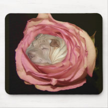 Sleeping in a Pale Pink Rose, Chinese Shar Pei Dog Mouse Pads