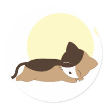Sleeping Kitten Round Stickers