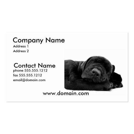 Sleeping Lab Puppy Dog Business Card (front side)