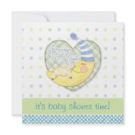 Sleeping Lamb and Man in the Moon Baby Shower ann. invitation