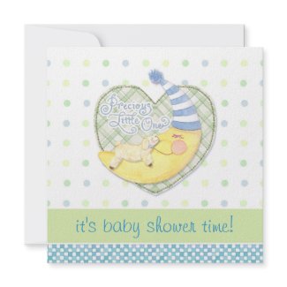 Sleeping Lamb and Man in the Moon Baby Shower ann. invitation