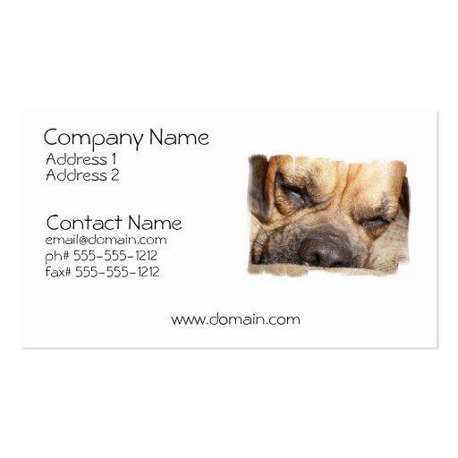 Sleeping Mastiff Dog Business Card (front side)