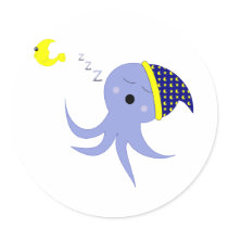 Sleeping Octopus Round Sticker