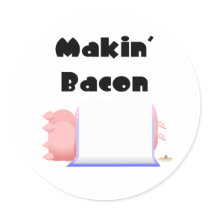 Sleeping Pigs Blue Pink Blanket Makin' Bacon stickers