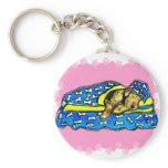 Sleeping Pink Airedale Key Chains