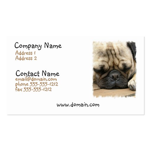 Sleeping Pug Business Card (front side)