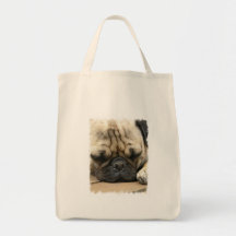 Sleeping Pug  Grocery Tote Bag