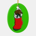 Sleeping Puppy in Christmas Stocking Ornaments