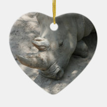 Sleeping Rhino head shot Christmas Ornament