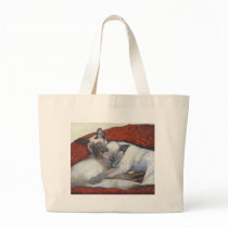Sleeping Siamese Cat Art Canvas Bag