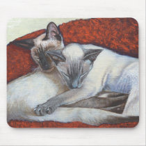 Sleeping Siamese Cat Art Mousepads