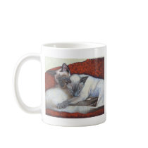Sleeping Siamese Cat Art Mug