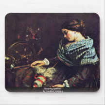 Sleeping Spinner By Courbet Gustave Mouse Pad