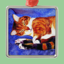 Sleeping Tabby Cat Ornament