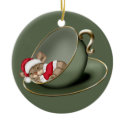 Sleeping Tea Cup Mouse 2 Sided Christmas Ornament