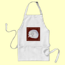 Sleeping Treasure White Cat aprons