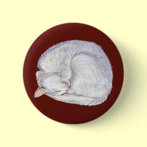 Sleeping Treasure White Cat buttons