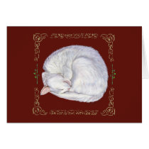 Sleeping Treasure White Cat Cards