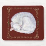 Sleeping Treasure White Cat mousepads