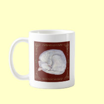 Sleeping Treasure White Cat mugs