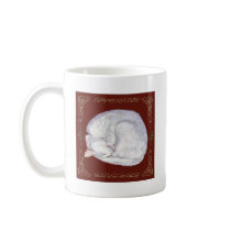 Sleeping Treasure White Cat Coffee Mug